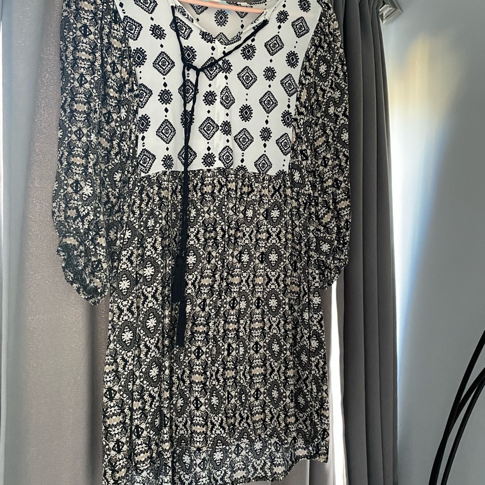 Patterned Oversized Peasant Blouse
